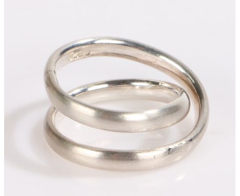 Silver ring formed from two loops, ring size M, 6.4g
