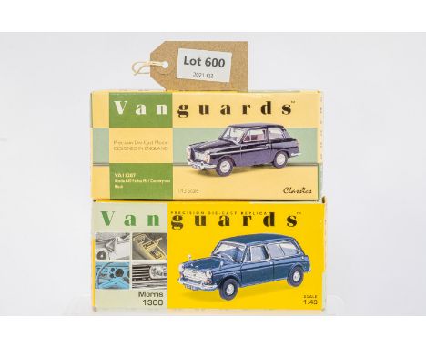 Manufacturer  - Vanguards | Description - Austin A40 Farina MkI Countryman - Black / Morris 1300 - Trafalgar Blue | Stock Cod