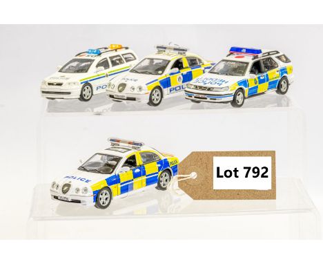 Manufacturer  - N/A | Description - 4 x Assorted Police Cars | Stock Code - N/A | Notes - Code 3| Scale - 1:43 | Certificate 