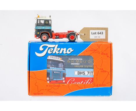 Manufacturer  - Tekno | Description - Scania 1-Series - W.H. Malcolm | Stock Code - 63763 | Notes - | Scale - 1:50 | Certific