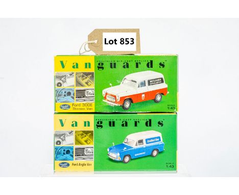 Manufacturer  - Vanguards | Description - Ford 300E Thames Van - Brylcream / Ford Anglia Van - Stratford Blue | Stock Code - 