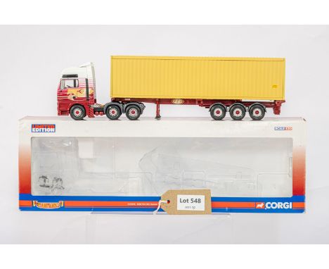 Manufacturer  - Corgi | Description - MAN TGA XXL Skeletal Trailer &amp; Container - Hanbury Davies LTD | Stock Code - CC1341