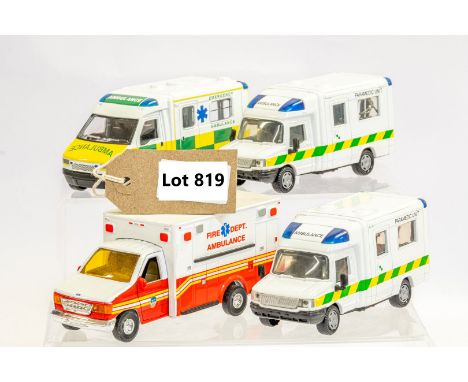 Manufacturer  - N/A | Description - 4 x Assorted Ambulance | Stock Code - N/A | Notes - None| Scale - 1:43 | Certificate - No