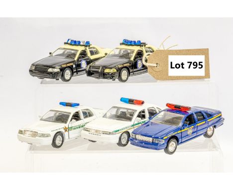 Manufacturer  - N/A | Description - 5 x Assorted Loose Police Cars | Stock Code - N/A | Notes - None| Scale - 1:43 | Certific