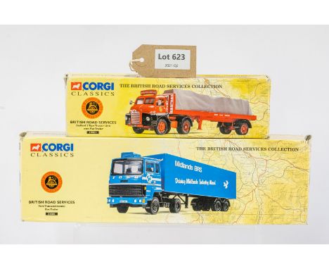 Manufacturer  - Corgi | Description - Ford Transcontinental Box Trailer &amp; Bedford S Type Tractor Unit With Flat Trailer -