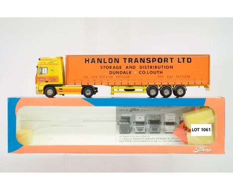 Manufacturer  - Tekno | Description - DAF 95XF SC With Curtainside Trailer - Hanlon | Stock Code - 52165 | Notes - None| Scal