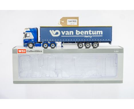 Manufacturer  - WSI | Description - Scania R6 Streamline Topline &amp; Curtainside Trailer H J Van Bentum | Stock Code - 01-1