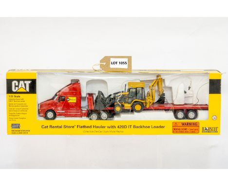 Manufacturer  - Norscott | Description - CAT Rental Store Flatbed Hauler with 420D IT Backhoe Loader | Stock Code - 55177 | N