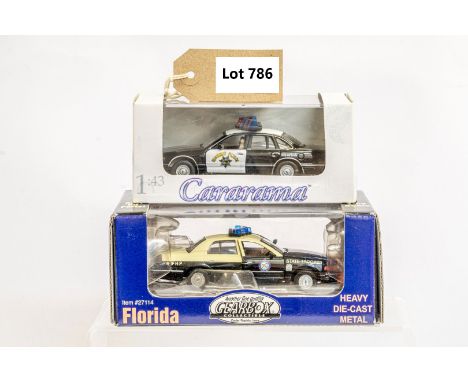 Manufacturer  - N/A | Description - 2 x American Police Cars | Stock Code - N/A | Notes - None| Scale - 1:43 | Certificate - 