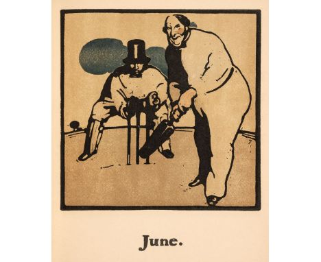 Nicholson (William, illustrator). An Almanack of Twelve Sports, words by Rudyard Kipling, London: William Heinemann, 1898, co