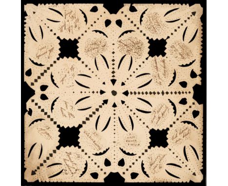 Valentines. A pair of paper-cut Valentine cards, circa 1790, 2 paper Valentines with pounced and cut-out patterns, each incor