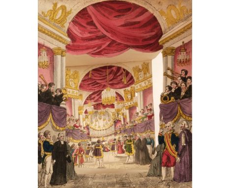 Peepshow. Optique No.3: Ceremonies du Sacre, circa 1825, accordion-fold peepshow, with six hand-coloured etched divisions, in