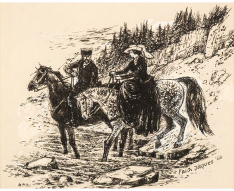 Jaques (Faith, 1923-1997). A Hero of our Time, 1966, pen and ink, depicting a man and woman in early 19th century clothing on