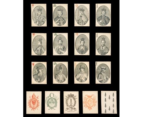 Rowley and Co. (publishers). European Monarchy, London, circa 1765 -1776, the complete deck of 52 engraved playing cards, com