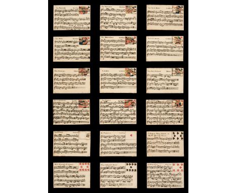 Music playing cards. Pack of New Cotillons variation, [London], circa 1775, the complete deck of 52 engraved playing cards in