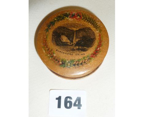 Mauchline Ware snuff box or trinket box depicting Blackgang Chine to lid and Osborne under