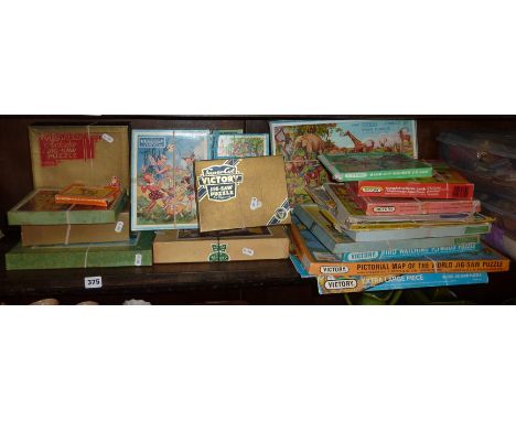 Approximately 22 'Victory' vintage and older wooden jigsaws