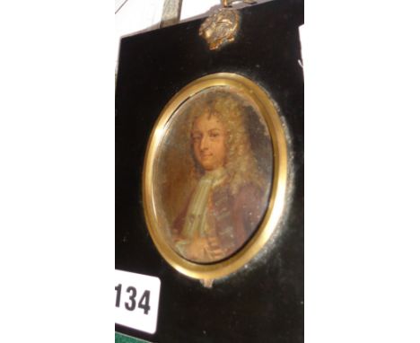 18th c. portrait miniature (oil on copper) of a gentleman