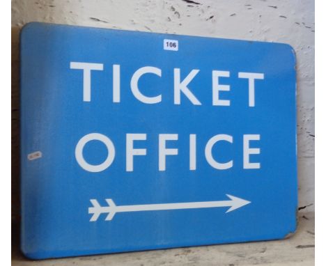 British Rail (Scottish) blue enamel Ticket Office sign, 18" x 24"