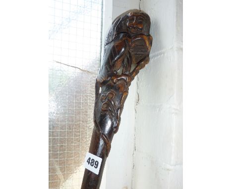 19th century carved lion walking stick