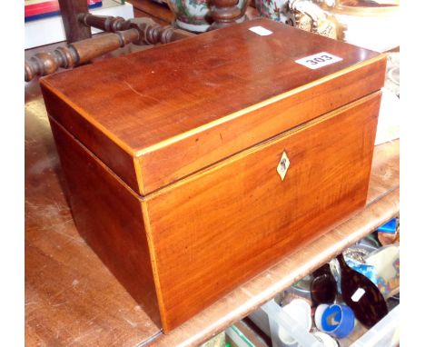 Regency mahogany satinwood tea caddy