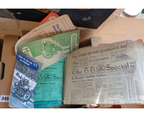 1940's The TT Special newspaper and other vintage ephemera relating to the Isle of Man TT Motorcycle Races, some autographed