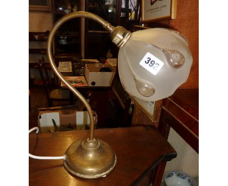 Art Nouveau style desk lamp with glass shade