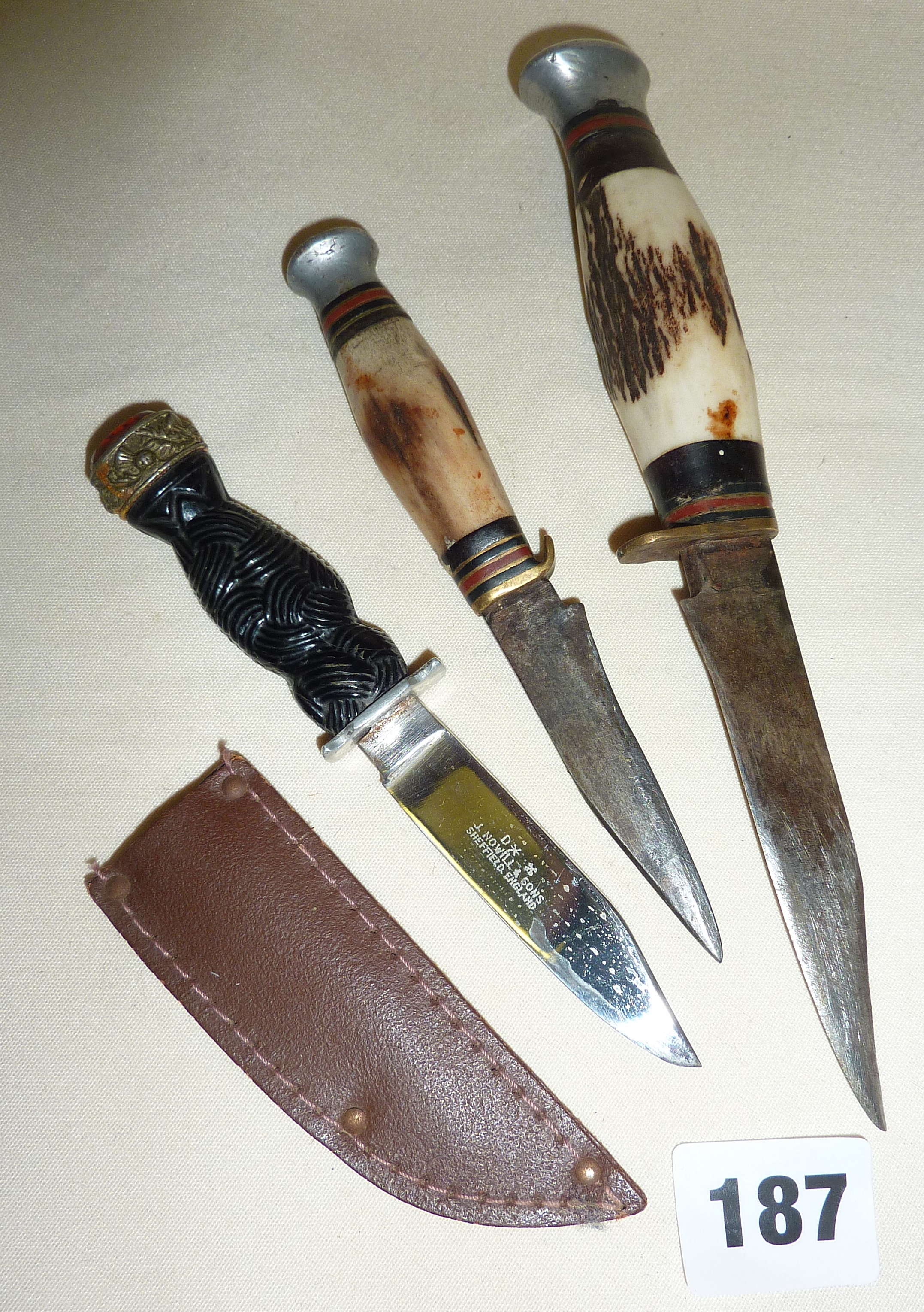 John Nowill & Sons Skean Dhu Scottish dirk knife, and two others ...