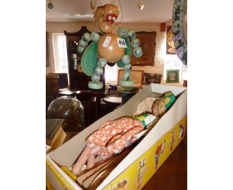 Pelham puppets - Dutch Girl (boxed) and a Pelham dragon puppet