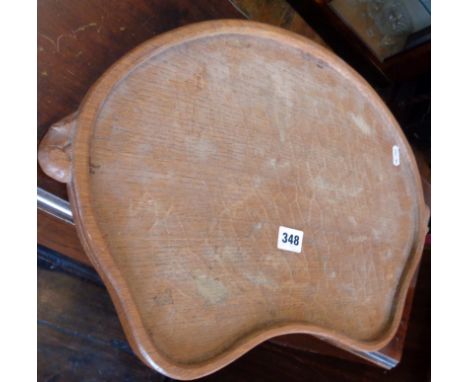 Robert Thompson (Mouseman) carved oak kidney-shaped tray, decorated with his trademark mouse handles