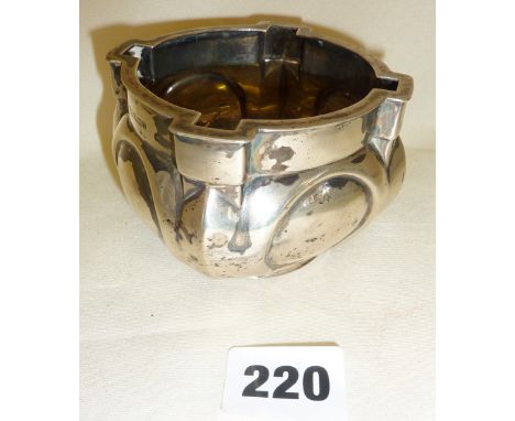 Unusual Arts &amp; Crafts hallmarked silver bowl, Sheffield 1909, Henry Wilkinson, approx. 9cm in diameter
