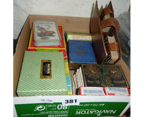 Box of vintage playing card games
