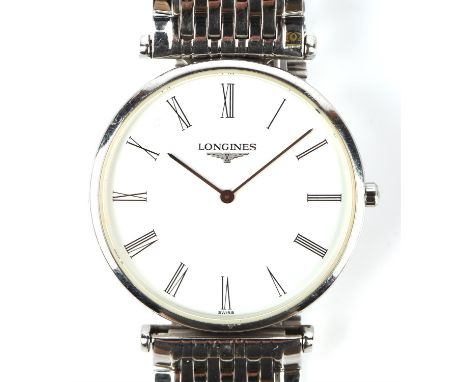 Longines gentleman's reference L47094 Grande Classique dress watch, the signed white enamel dial with black roman numeral hou