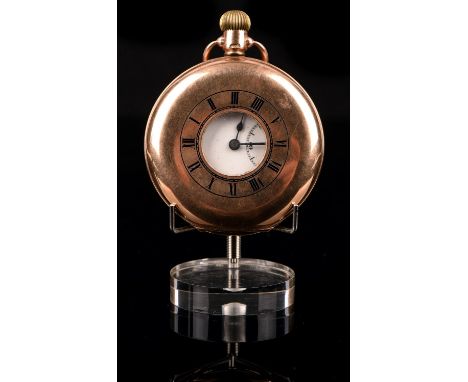 1920's Half hunter pocket watch, with enamel dial with Roman numerals, minute track and subsidiary dial,16 jewel Swiss moveme