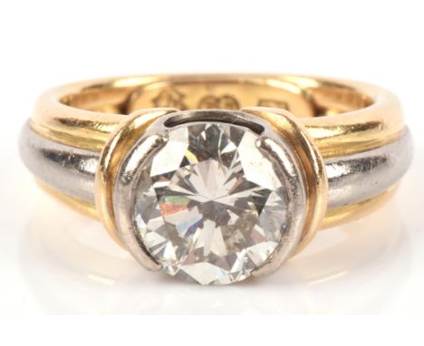 Round brilliant cut diamond ring, mounted in 18 ct yellow gold and palladium, with an insurance valuation stating  3.24 carat