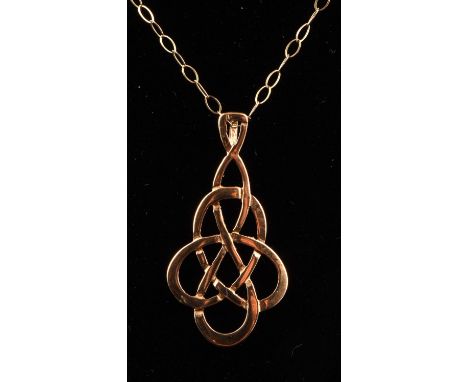 Gold design necklace and chain measuring 44cm with matching earrings with butterfly fitting, a gold wedding band ring inset w