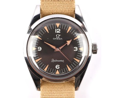 Omega A Gentleman's, reference 220010382001002 stainless steel Railmaster limited edition 1983/3557 wristwatch, the signed bl