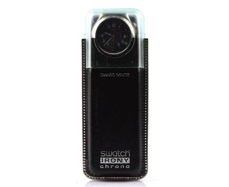 Swatch Irony chronograph, blue dial with Arabic numerals and minute track, with date, model Secret  Agent S, YCS401, 1999, or