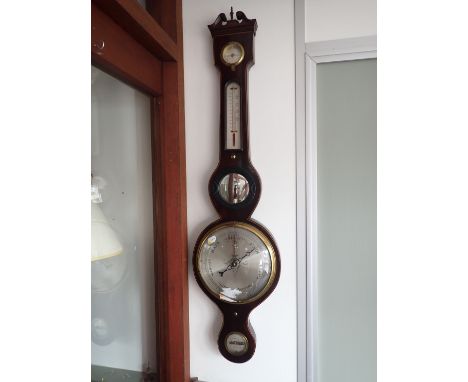 A 19TH CENTURY WHEEL BAROMETER mahogany cased, by D. Balerna