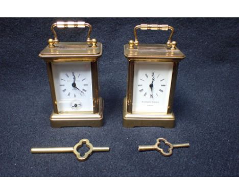 MATTHEW NORMAN LONDON: BRASS CARRIAGE ALARM CLOCK eleven jewels, and a similar cased Matthew Norman timepiece, each 10.5cm hi