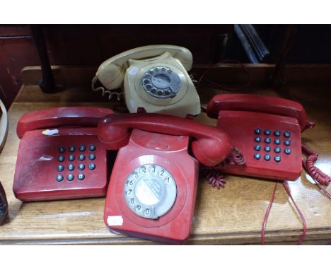 A RETRO BT 'TRIBUNE' TELEPHONE in red, another, and two other vintage 'phones (4)