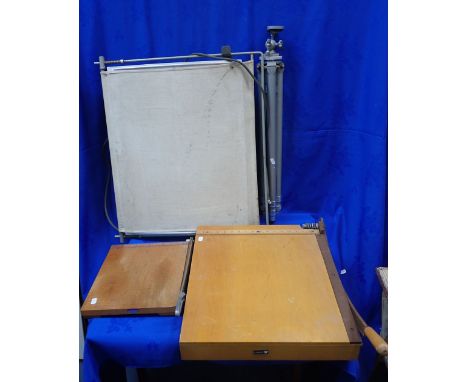 A PHOTOGRAPHIC PRINT DRYER, A TRIPOD and three guillotines