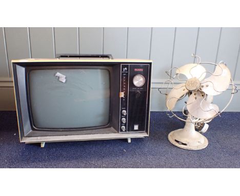 A RETRO MURPHY V1400 PORTABLE TELEVISION SET (untested), and a vintage 'LIMIT' fan (sold as decorative items only)