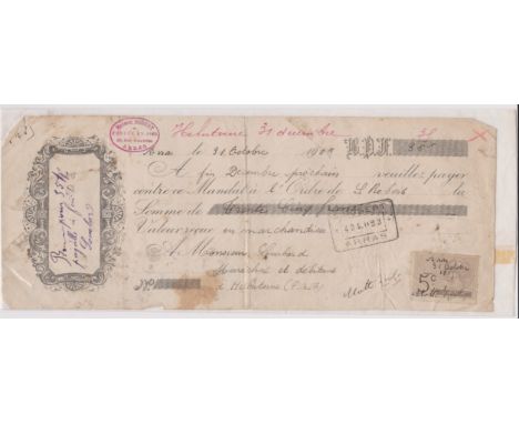 Bill of Exchange, 1905, Maison Robert, Arras, 5c Tax Stamp, a little stained