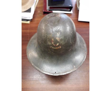 British WWII Zuckerman helmet, officially designated the Civilian Protective Helmet, made by AMC Austin Motors Co. Longbridge