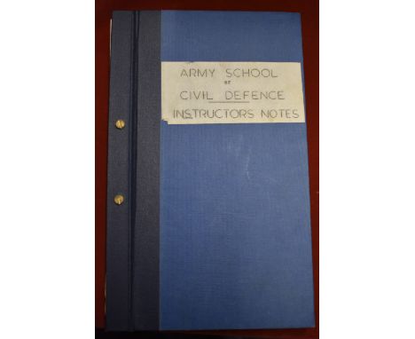 British Cold War Era Army School of Civil Defence Instructors Notes, a large bound book, Issues April to August T.A. Training