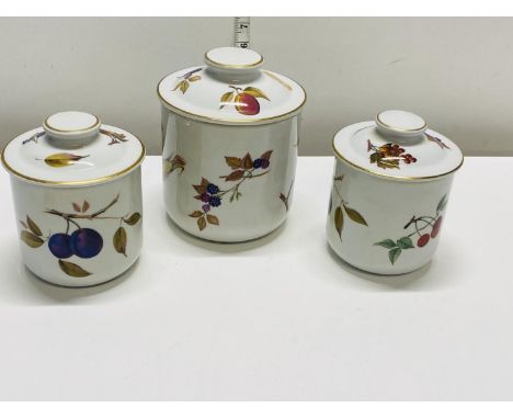 Three Royal Worcester Evesham ware containers 