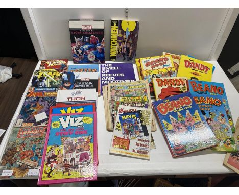 A large selection of vintage annuals &amp; comics including Marvel etc 