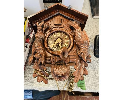 A wooden German cuckoo clock a/f no pendulum. 