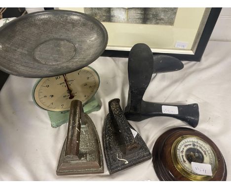 A selection of assorted vintage items including shoe lasts, shipping unavailable 